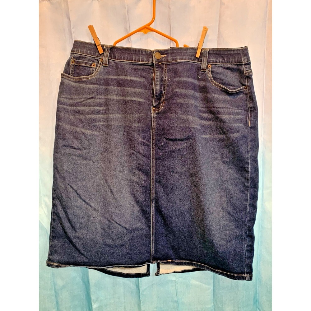 Women's Plus Sz 20W‎ Est. 1946 Brand Denim Blue Jean Midi Skirt Medium Wash
